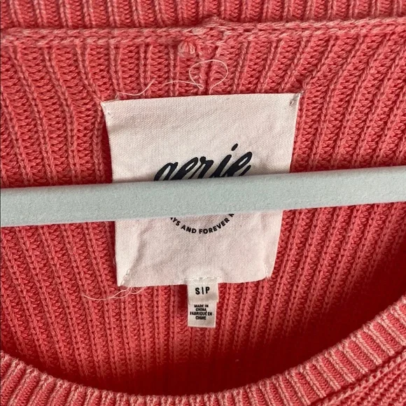 NWOT Aerie Coral Crew Neck Sweater - Picture 5 of 5